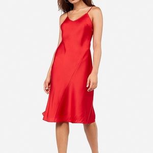 EXPRESS SATIN  SLIP DRESS IN RED